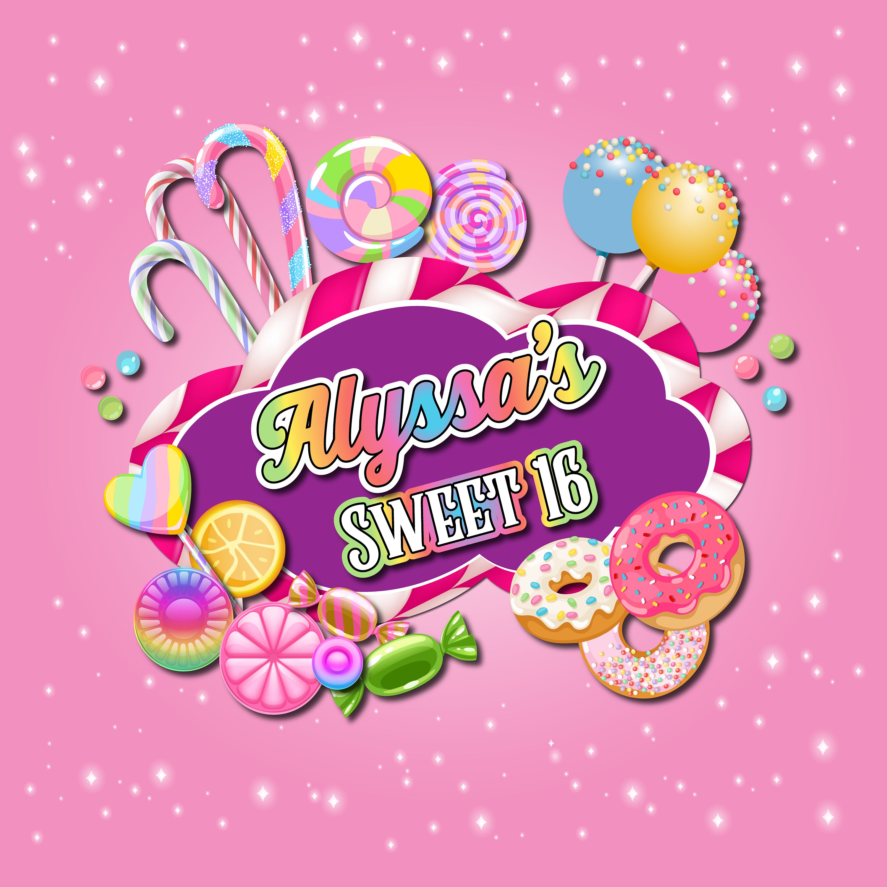 CANDY SHOP Personalized Birthday Party Backdrop
