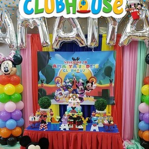 Fondo para fiesta de cumpleaños de Mickey Mouse y sus amigos – Pancarta personalizada con personajes (impresa) imagen 7