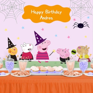 PIG Halloween Birthday Party Backdrop - Pig Inspired Birthday Party Background - Pig Party Banner - Halloween party