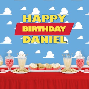 TOY Personalized Party Backdrop - Birthday Party Background - Personalized Party Banner Decoration