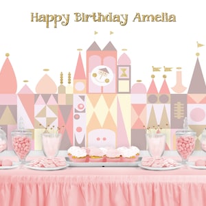 ITS a SMALL WORLD Inspired  Personalized Birthday Party Backdrop - Small World Inspired Birthday Party Background - Small World Decoration
