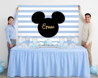 Mouse Inspired Birthday Backdrop – Personalized Baby Shower Banner (Digital or Printed)