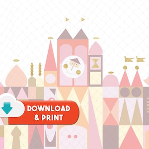Fondo de cumpleaños inspirado en Small World: decoración para fiestas (descarga digital)