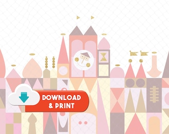 Small World Inspired Birthday Backdrop – Party Decoration (Digital Download)