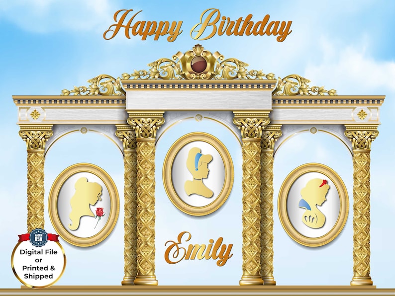 Belle Cinderella Snow White Party PRINCESS CASTLE Birthday Backdrop Disney Princess Inspired Princess Castle Party Backdrop