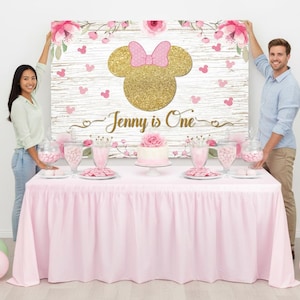 Minnie Mouse Inspired Birthday Backdrop – Personalized Party Decoration (Digital or Printed) image 1