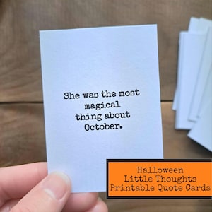 Cartões de citações de pequenos pensamentos de Halloween para impressão, cartão de afirmação, download digital, citações inspiradoras, cartão de incentivo, temporada assustadora