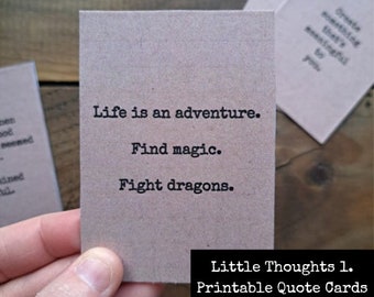 Cartes de devis imprimables inspirantes Little Thoughts : affirmations sur papier kraft foncé (téléchargement numérique)