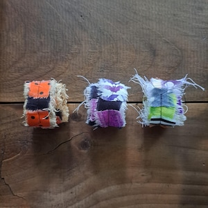 Handmade Halloween Mini Snippet Roll Set of 3, Paper Trim, Handmade Ephemera, Paper Ruffles, Art Journal Supplies