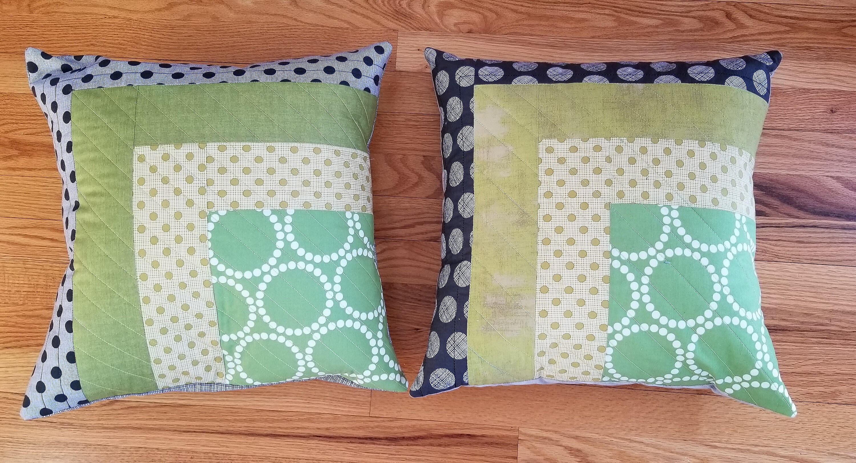 Pair of handmade quilted pillows and fillers geometric Etsy