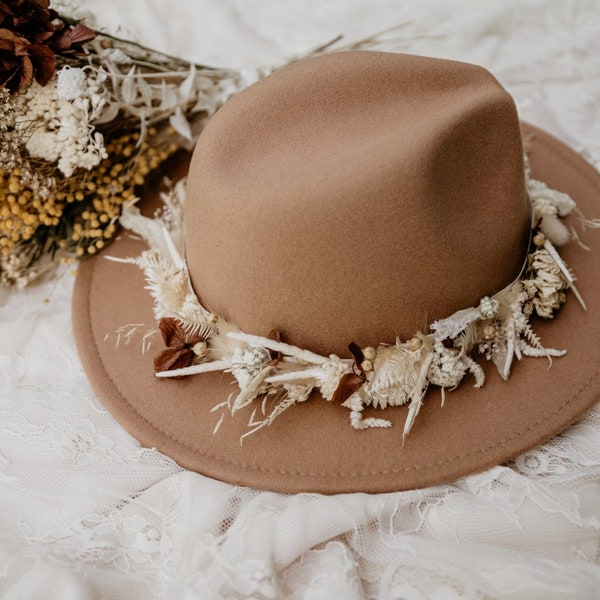 chapeau fleurs séchées 'Bohème'