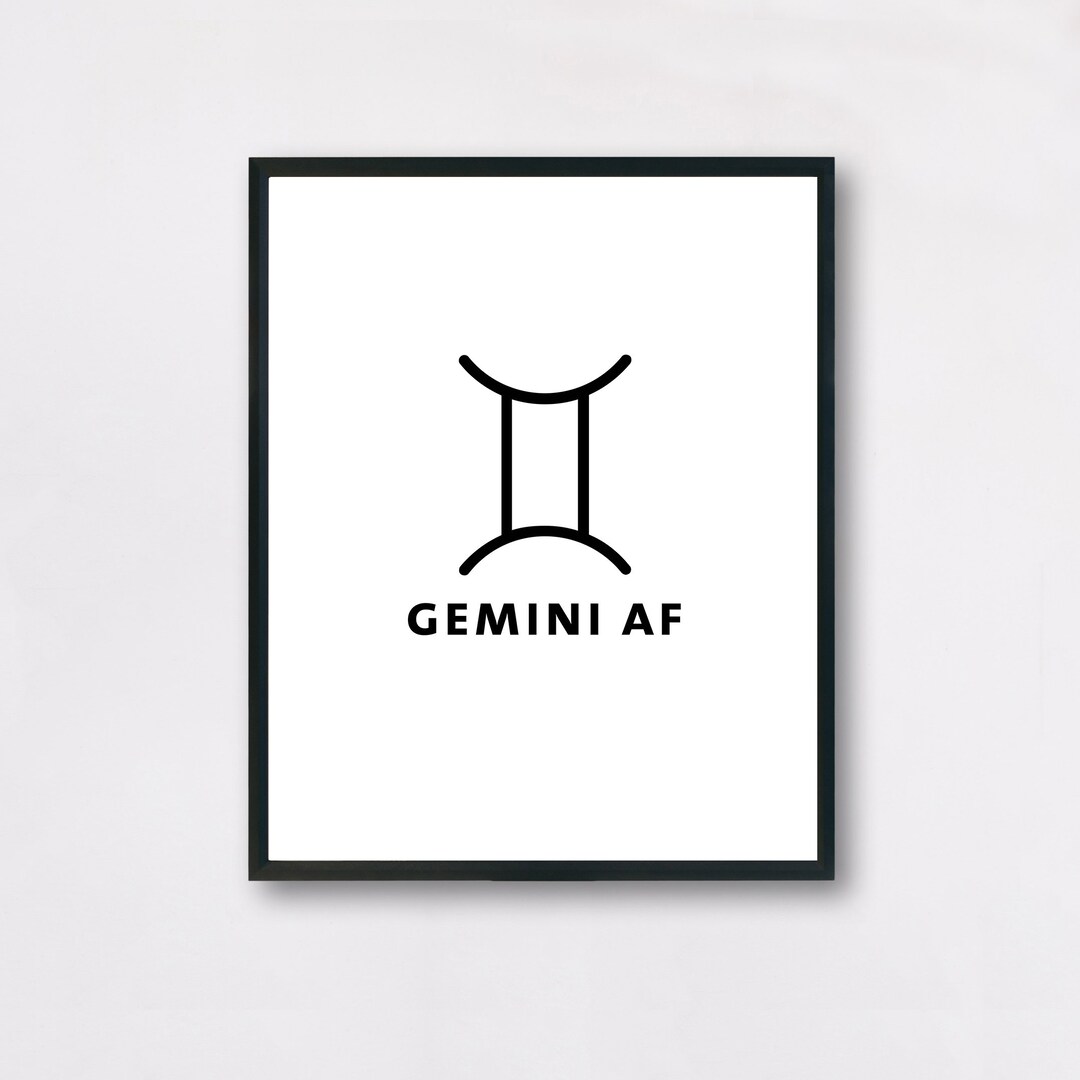 Gemini AF Printable Art Print Zodiac Wall Decor Astrology Etsy