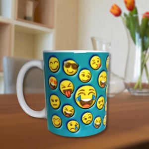 Funny Emojis Design 11 Ounce Ceramic Coffee Cup Mug for Fun-Loving Coffee Lovers