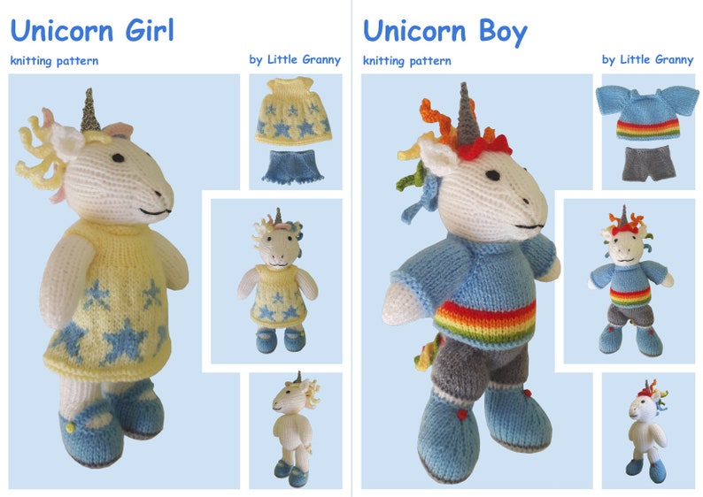 A Sweet Unicorn Girl and Charming Unicorn Boy in 2 X Seperate Toy ...