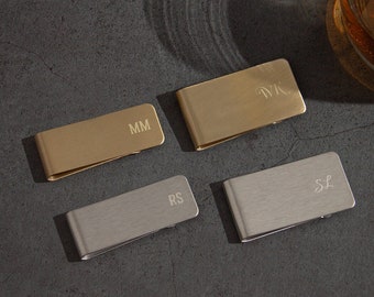 Personalized Money Clip | Father's Day Gift | Anniversary Gift for Him | Initials Engraved Steel Money Clip - 51