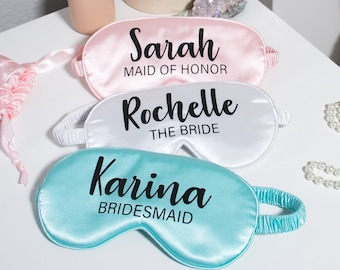 Custom Eye Mask | Bridal Party Sleeping Mask | Personalized Sleep Mask | Custom Satin Mask | Bridesmaid Mask Set | Maid of Honor Gift