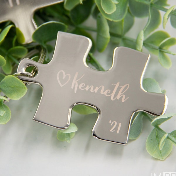 Custom Engraved Puzzle Key Chain | Personalized Keychain | Custom Anniversary Gift | Missing Piece Gift