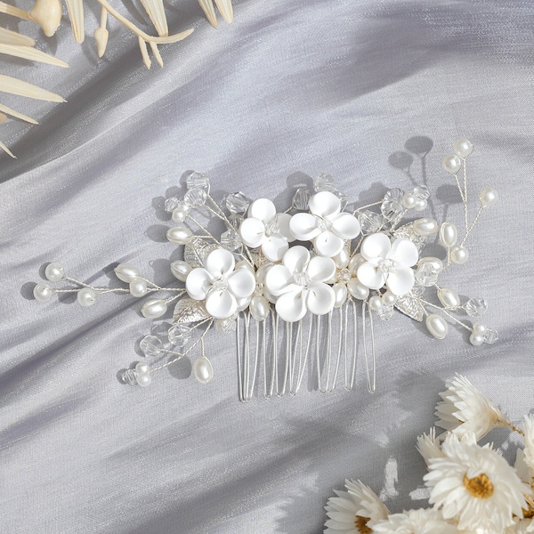 Bridal Hair Pin | Flower Hair Pin | Wedding Hair Accessory | Floral Pearl Accessory | Rhinestone Bridal Pin | Wedding Hair Clip