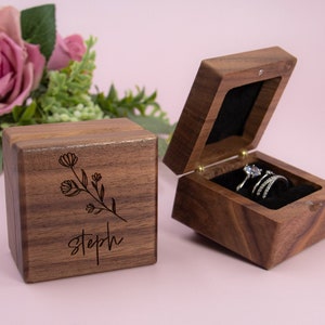 Custom Wood Jewelry Box | Flower Jewelry Ring Organizer | Gift for Her | Wood Flower Jewelry Box Gift | Wooden Ring Box