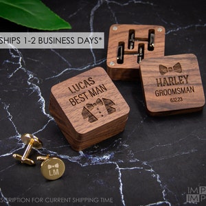 Custom Engraved Cufflinks with Wooden Box | Personalized Groomsman Gift | Custom Wedding Cufflink | Best Man Gift | Fathers Day Gift - 14