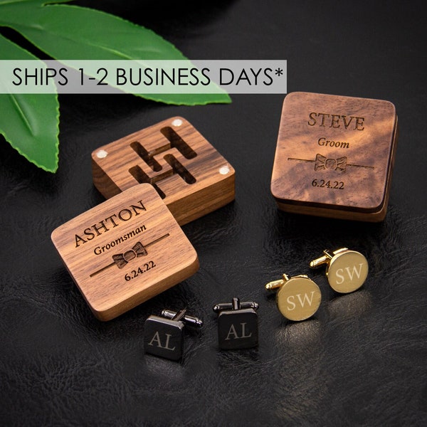 Custom Engraved Cufflinks with Box | Personalized Groomsman Gift | Wedding Cufflink | Best Man Gift | Custom Valentines Gift - 9
