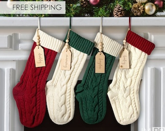 Custom Christmas Stocking | Decorative Knit Stocking | Personalized Knit Christmas Stocking | Christmas Mantle Decor | Long Stocking - V