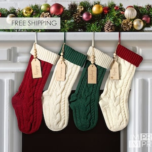 Custom Christmas Stocking | Decorative Knit Stocking | Personalized Knit Christmas Stocking | Christmas Mantle Decor | Long Stocking - V