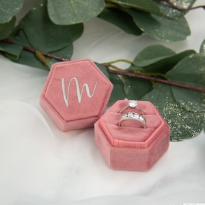 Personalized Wedding Ring Box | Custom Velvet Ring Box | Two Slot Ring Box | Gift for Her | Monogram Jewelry Box