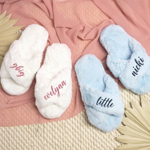 Custom Sorority Slippers | Personalized Soft House Slippers | Big Little Gift | Fluffy Slippers | Sorority Rush Gift Set - GEL