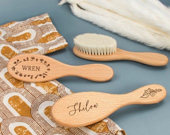 Personalized Wooden Brush | Baby Shower Gift | Baby Hair Brush | Custom Baby Announcement Gift | Soft Wooden Brush - 11