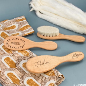 Personalized Wooden Brush | Baby Shower Gift | Baby Hair Brush | Custom Baby Announcement Gift | Soft Wooden Brush - 11