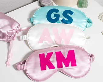Custom Initials Eye Mask | Personalized Travel Sleep Mask | Custom Satin Mask | Bridal Party Sleep Mask | Destination Wedding Gift