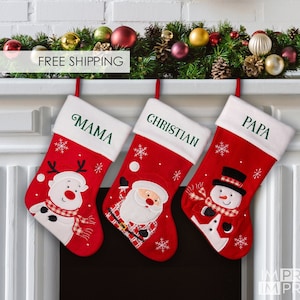 Personalized Character Christmas Stocking | Custom Family Stocking | Fireplace Mantle Decoration | Christmas Home Decor