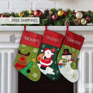 Personalized Cute Christmas Stocking | Custom Snowman Christmas Stocking | Santa Stocking | Christmas Home Decor | Christmas Reindeer Sock