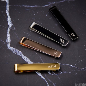 Personalized Tie Bar | Custom Father&#39;s Day Gift | Wedding Gift for Him | Initials Engraved Tie Bar - 1