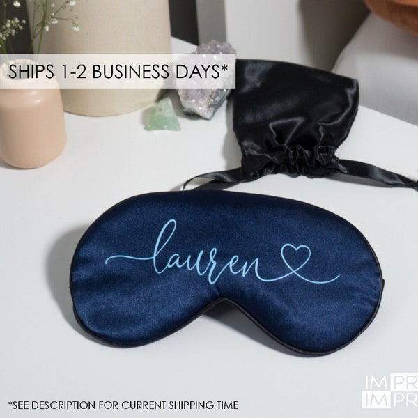Custom Eye Mask with Heart | Personalized Sleep Mask | Custom Satin Eye Mask | Bachelorette Party Gift | Bridesmaid Gift | Girls Trip Gift