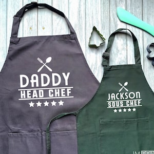 Parent and Child Apron | Single Kid Apron | Head Chef Sous Chef | Son Apron | Father Head Chef Apron