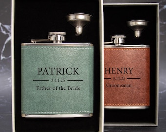 Personalized Groomsman Leather Flask | Father of the Bride Gift | Best Man Flask - 71