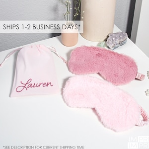 Custom Eye Mask | Fuzzy Eye Mask | Custom Initial Mask Set | Sleepover Gift | Party Favor Gift