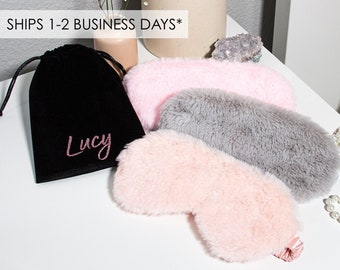 Custom Eye Mask | Fuzzy Eye Mask | Custom Initial Mask Set | Sleepover Gift | Party Favor Gift