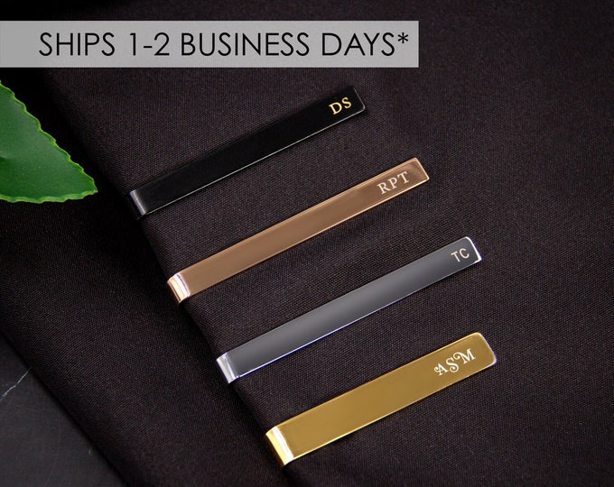 Personalized Tie Clip | Father's Day Gift | Wedding Gift for Him | Initials Engraved Tie Clip - 1