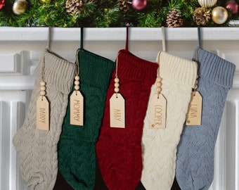 Custom Christmas Stocking | Personalized Christmas Stocking | Cable Knit Stocking | Cable Knit Christmas Decor | Long Stocking - sku BRD