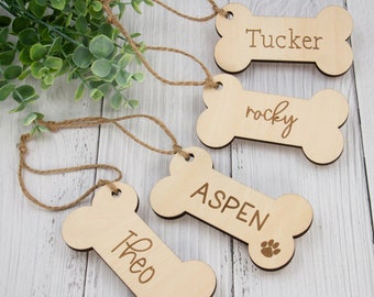 Custom Pet Organizer Tag | Engraved Wooden Pet Tags | Pet Christmas Ornament | Personalized Wood Stocking Tags - 48