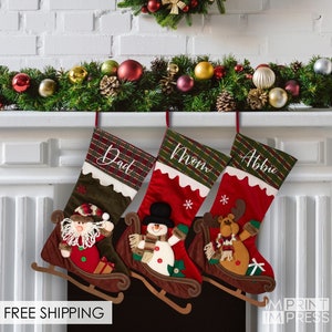 Personalized Christmas Stocking | 3D Christmas Stocking | Character Christmas Stocking | Santa Snowman Reindeer Stocking | Christmas Decor
