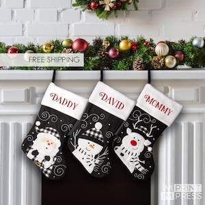 Personalized Character Christmas Stocking | Custom Snowman Stocking | Fireplace Mantle Decoration | Christmas Home Decor