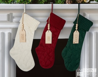 Custom Christmas Stocking | Personalized Christmas Stocking | Cable Knit Stocking | Cable Knit Christmas Decor | Long Stocking - sku DMD