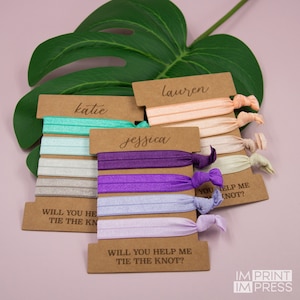 Custom Hair Tie Card | Tie the Knot Card | Bridesmaid Proposal Gift | Bachelorette Hair Ties | Bachelorette Party Favors