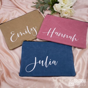 Personalized Suede Makeup Bag Bridesmaid Cosmetic Bag Custom Makeup Bag Bridesmaid Proposal Bridesmaid Gift Gift for Her skuJUL image 2