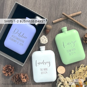 Custom Women Flask | Personalized Bridesmaid Pocket Flask | Laser Engraved Flask | Engraved Bridal Party Gift | Maid of Honor Gift
