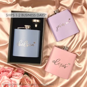 Personalized Women&#39;s Flask | Custom Women&#39;s Flask | Laser Engraved Flask | Engraved Women&#39;s Flask | Bridal Party Gift | Bridesmaid Gift - H